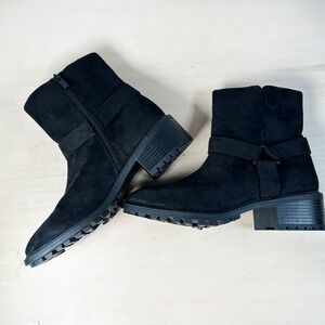 NEW Splendid Women's Samy Boot Black Harness Faux‎ Suede 9 Moto